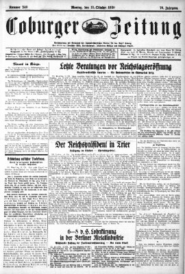 Coburger Zeitung Montag 13. Oktober 1930