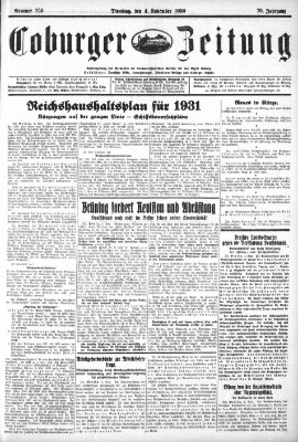 Coburger Zeitung Dienstag 4. November 1930