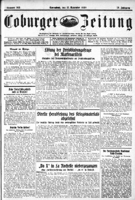 Coburger Zeitung Samstag 15. November 1930