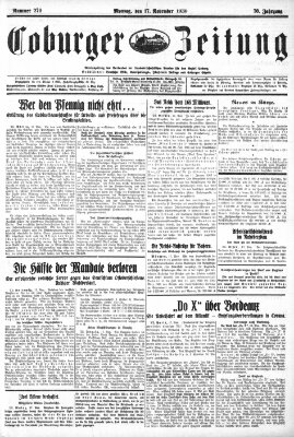 Coburger Zeitung Montag 17. November 1930