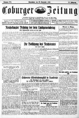 Coburger Zeitung Samstag 22. November 1930