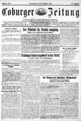 Coburger Zeitung Samstag 6. Dezember 1930