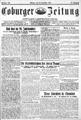 Coburger Zeitung Montag 15. Dezember 1930