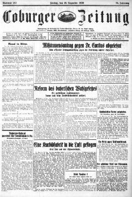 Coburger Zeitung Freitag 19. Dezember 1930