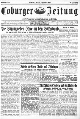 Coburger Zeitung Dienstag 23. Dezember 1930