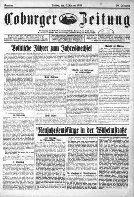 Coburger Zeitung Freitag 2. Januar 1931