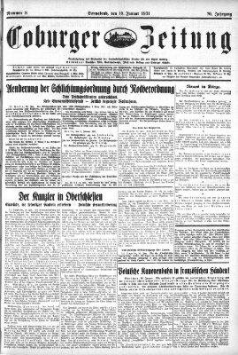 Coburger Zeitung Samstag 10. Januar 1931