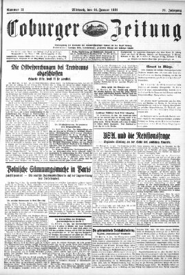 Coburger Zeitung Mittwoch 14. Januar 1931