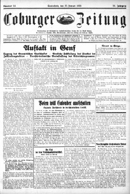 Coburger Zeitung Samstag 17. Januar 1931