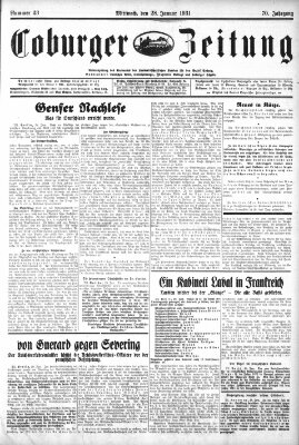 Coburger Zeitung Mittwoch 28. Januar 1931