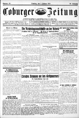 Coburger Zeitung Dienstag 3. Februar 1931