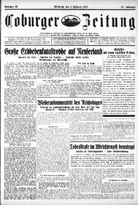 Coburger Zeitung Mittwoch 4. Februar 1931