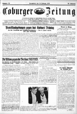 Coburger Zeitung Samstag 14. Februar 1931