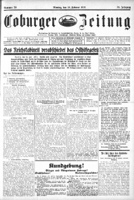 Coburger Zeitung Montag 16. Februar 1931