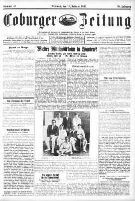 Coburger Zeitung Mittwoch 18. Februar 1931