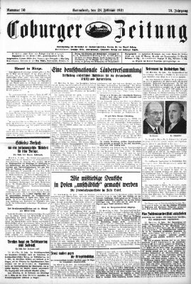 Coburger Zeitung Samstag 28. Februar 1931