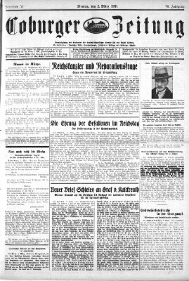 Coburger Zeitung Montag 2. März 1931