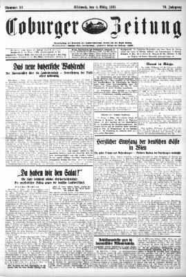 Coburger Zeitung Mittwoch 4. März 1931