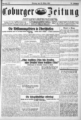 Coburger Zeitung Montag 23. März 1931