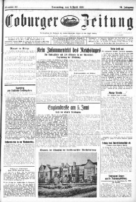 Coburger Zeitung Donnerstag 9. April 1931