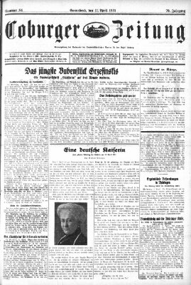 Coburger Zeitung Samstag 11. April 1931