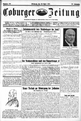 Coburger Zeitung Mittwoch 29. April 1931