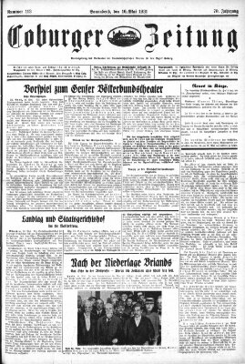 Coburger Zeitung Samstag 16. Mai 1931