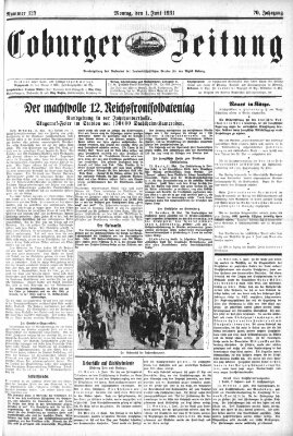 Coburger Zeitung Montag 1. Juni 1931