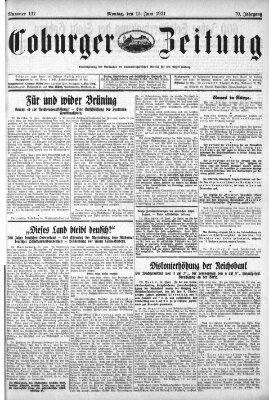 Coburger Zeitung Montag 15. Juni 1931