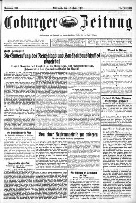 Coburger Zeitung Mittwoch 17. Juni 1931