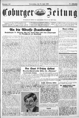 Coburger Zeitung Donnerstag 25. Juni 1931