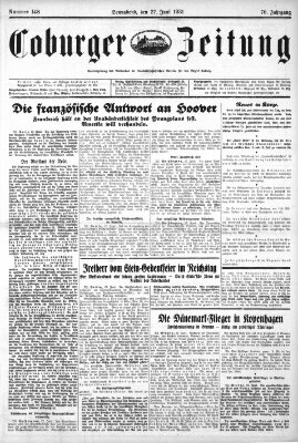 Coburger Zeitung Samstag 27. Juni 1931