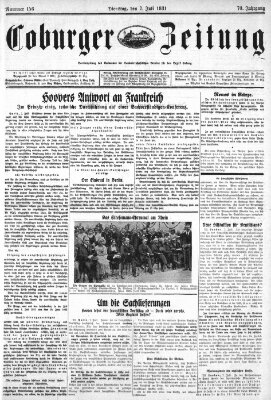 Coburger Zeitung Dienstag 7. Juli 1931