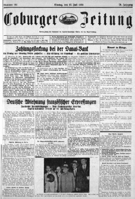 Coburger Zeitung Montag 13. Juli 1931