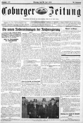 Coburger Zeitung Montag 20. Juli 1931