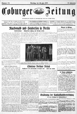 Coburger Zeitung Dienstag 28. Juli 1931