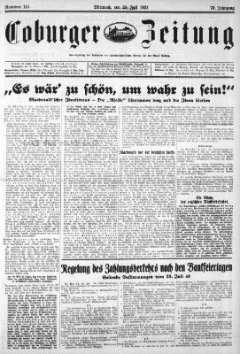 Coburger Zeitung Mittwoch 29. Juli 1931