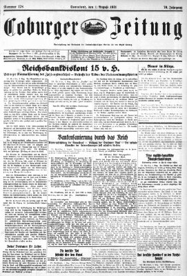 Coburger Zeitung Samstag 1. August 1931