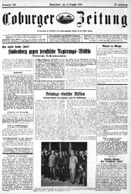 Coburger Zeitung Saturday 8. August 1931