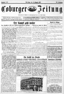 Coburger Zeitung Dienstag 11. August 1931