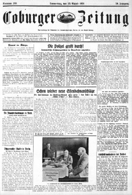 Coburger Zeitung Donnerstag 13. August 1931