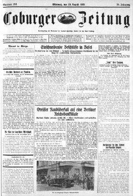 Coburger Zeitung Mittwoch 19. August 1931