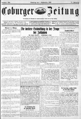 Coburger Zeitung Dienstag 1. September 1931