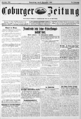 Coburger Zeitung Donnerstag 3. September 1931