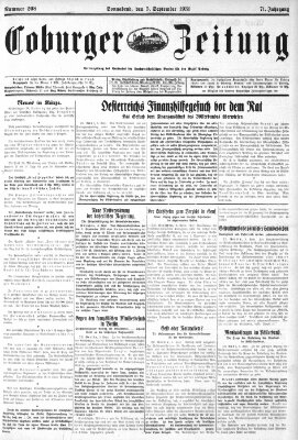 Coburger Zeitung Samstag 5. September 1931