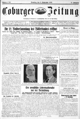 Coburger Zeitung Dienstag 8. September 1931