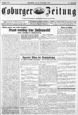 Coburger Zeitung Samstag 12. September 1931