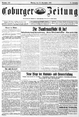 Coburger Zeitung Montag 21. September 1931