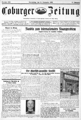 Coburger Zeitung Donnerstag 24. September 1931