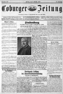 Coburger Zeitung Freitag 2. Oktober 1931